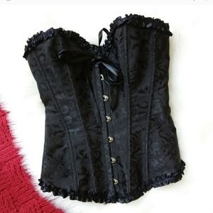 Black Floral Flock Corset